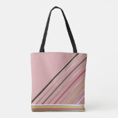 Retro 70s geïnspireerd strepen Roos en goud Tote Bag (Achterkant)