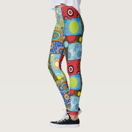 Retro 70s gekleurde poka Dots Yoga Workout Tights Leggings