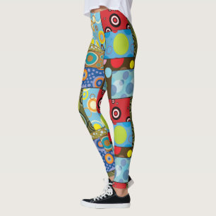 Retro 70s gekleurde poka Dots Yoga Workout Tights Leggings