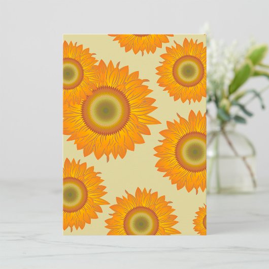 Retro 70s Gele Zonnebloem Bloemmotief Kaart