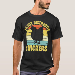 Retro 70s gemakkelijk verstoord door kippen. t-shirt