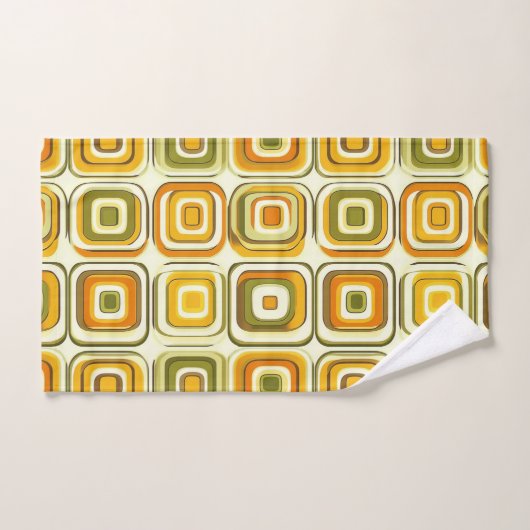 Retro 70s geometrisch patroon in warme tinten bad handdoek (Handdoek)