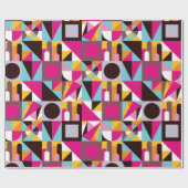Retro 70s geometrisch patroon psychedelische kleur cadeaupapier (Vlak)