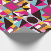 Retro 70s geometrisch patroon psychedelische kleur cadeaupapier (Hoek)