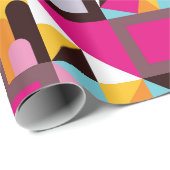 Retro 70s geometrisch patroon psychedelische kleur cadeaupapier (Rol Hoek)