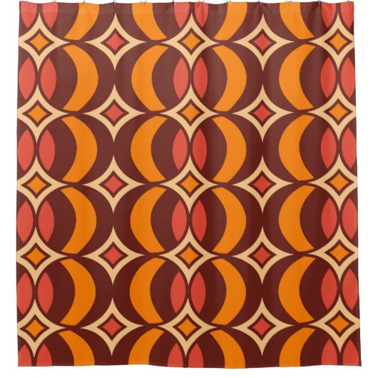 Retro 70s Geometrisch Wereldbol Herfst Douchegordijn (Voorkant)