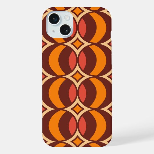 Retro 70s Geometrisch Wereldbol Herfst iPhone Hoesje (Achterkant)