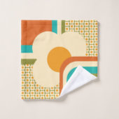 Retro 70s geometrische bloem bad handdoek (Wasdoekje)