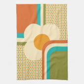Retro 70s geometrische bloem theedoek (Verticaal)