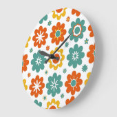 Retro 70s geometrische bloemenpower boho grote klok (Hoek)