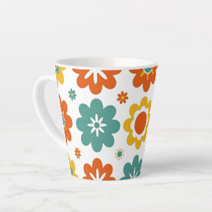 Retro 70s geometrische bloemenpower boho latte mok
