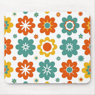 Retro 70s geometrische bloemenpower boho muismat