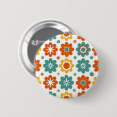 Retro 70s geometrische bloemenpower boho ronde button 5,7 cm (Voorkant /achterkant)