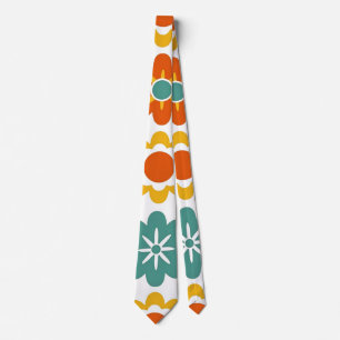 Retro 70s geometrische bloemenpower boho stropdas