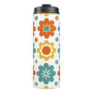 Retro 70s geometrische bloemenpower boho thermosbeker