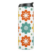 Retro 70s geometrische bloemenpower boho thermosbeker (Gedraaid links)