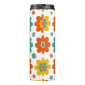 Retro 70s geometrische bloemenpower boho thermosbeker (Achterkant)
