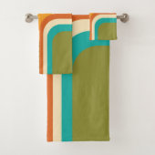 Retro 70s Geometrische Floral Bad Handdoek (Insitu)