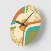 Retro 70s Geometrische Floral Ronde Klok (Hoek)