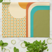 Retro 70s Geometrische Floral Theedoek (Gevouwen)