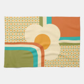 Retro 70s Geometrische Floral Theedoek (Horizontaal)