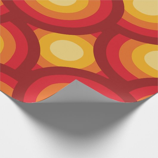 Retro 70s geometrische groovy cirkels patroon cadeaupapier (Hoek)