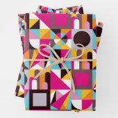 Retro 70s Geometrische Patroonkleuren Inpakpapier Vel (In situ)