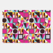 Retro 70s Geometrische Patroonkleuren Inpakpapier Vel (Voorkant)