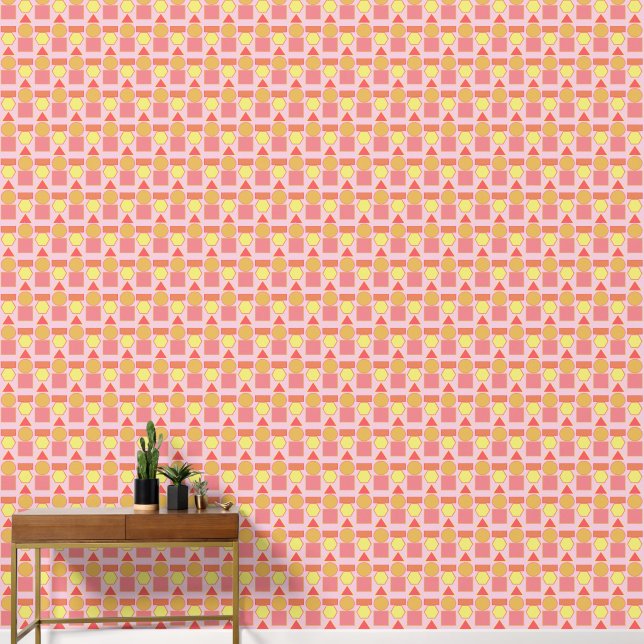 Retro 70s geometrische vormen wallpaper behang (Hal)