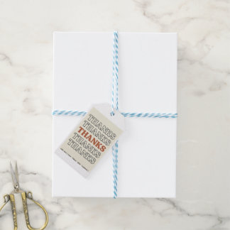 Retro 70s Gestapelde Typografie Dankkaart - Mini Cadeaulabel
