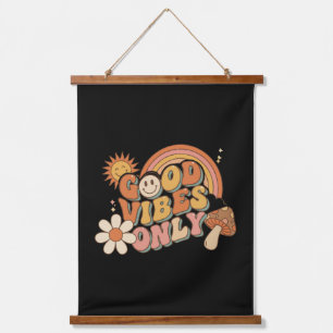 Retro 70s Goede Vibes Alleen Groovy Smiley Face Re Hangend Wandkleed