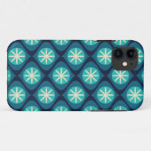 Retro 70s golvende florale patroon - blauw Case-Mate iPhone case (Achterkant (horizontaal))