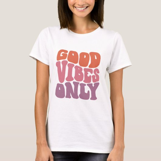 Retro 70's Good Vibes Only T-shirt voor dames (Voorkant)