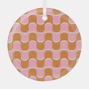 Retro 70s: Goudroze golvend patroon. Glas Ornament