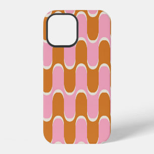 Retro 70s: Goudroze golvend patroon. iPhone 12 Hoesje