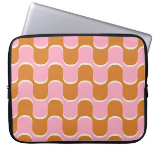 Retro 70s: Goudroze golvend patroon. Laptop Sleeve
