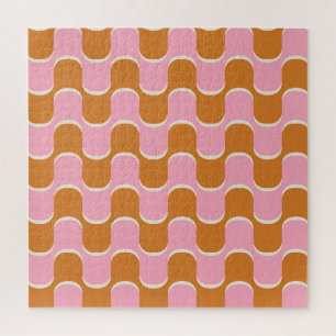 Retro 70s: Goudroze golvend patroon. Legpuzzel