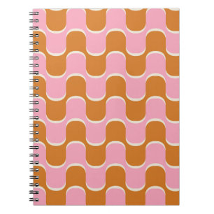 Retro 70s: Goudroze golvend patroon. Notitieboek