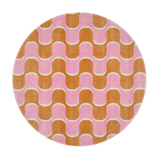 Retro 70s: Goudroze golvend patroon. Snijplank (Voorkant)