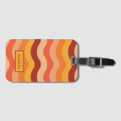 Retro 70s groovy abstracte golven oranje en geel bagagelabel (Voorkant (horizontaal))