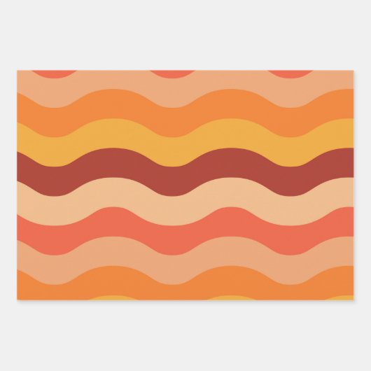 Retro 70s groovy abstracte golven oranje en geel inpakpapier vel (Voorkant)
