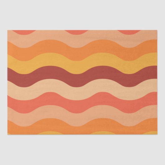 Retro 70s groovy abstracte golven oranje en geel tissuepapier (Voorkant)