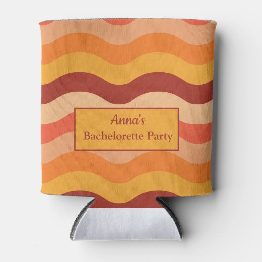 Retro 70s Groovy Abstracte Waves Bachelorette Part Blikjeskoeler (Voorkant)