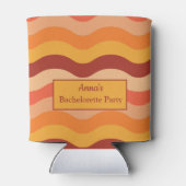 Retro 70s Groovy Abstracte Waves Bachelorette Part Blikjeskoeler (Achterkant)