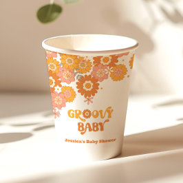 Retro 70s groovy baby floral baby shower papieren bekers