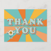 Retro 70s Groovy Baby Shower Dank je kaart (Voorkant)