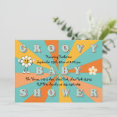 Retro 70s Groovy Baby shower Kaart (Staand voorkant)