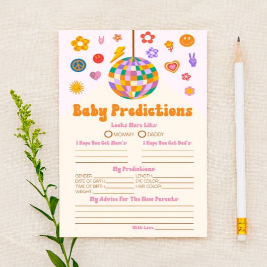 Retro 70's Groovy Baby shower Predictions Activity Briefpapier