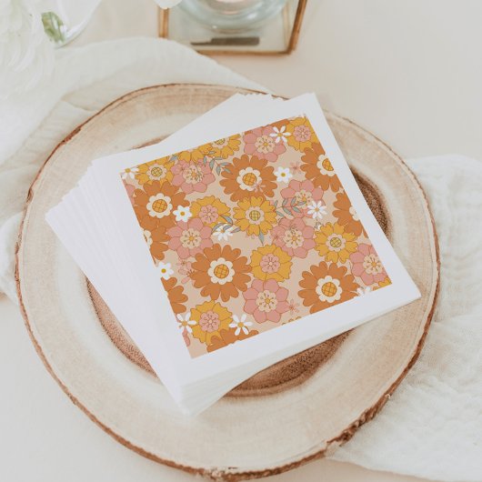 Retro 70s groovy baby shower servet