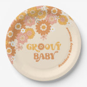 Retro 70s groovy baby showers servetten papier bor papieren bordje (Voorkant)